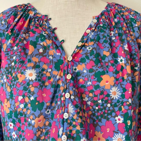 Rails pink Leilani floral cotton blouse top size Medium preowned - Picture 2 of 7